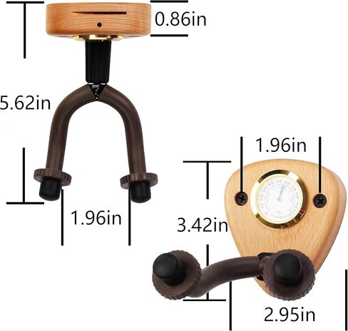 شماعة تثبيت على الحائط للجيتار مع مقياس الرطوبة، حامل خطاف حامل جيتار من خشب الجوز، شماعة جيتار من الخشب الصلب للجيتار الصوتي والكلاسيكي والكهربائي والبانجو والباس in Kuwait