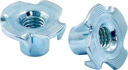 M6 X 10 مم T-Nut 4 شوكات مطلية بالزنك على شكل تي صواميل إدراج ملولب لأرجل الطاولة وتسلق الصخور وجدار الأعمال الخشبية يحمل الخزانات الخشبية (40 قطعة) in Kuwait