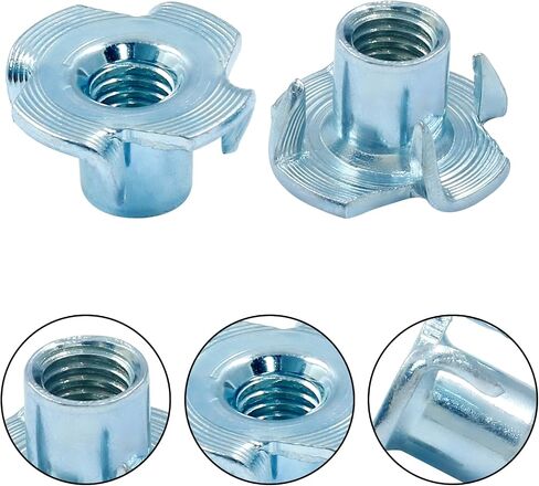 M6 X 10 مم T-Nut 4 شوكات مطلية بالزنك على شكل تي صواميل إدراج ملولب لأرجل الطاولة وتسلق الصخور وجدار الأعمال الخشبية يحمل الخزانات الخشبية (40 قطعة) in Kuwait