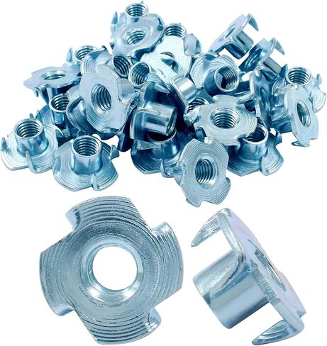 M6 X 10 مم T-Nut 4 شوكات مطلية بالزنك على شكل تي صواميل إدراج ملولب لأرجل الطاولة وتسلق الصخور وجدار الأعمال الخشبية يحمل الخزانات الخشبية (40 قطعة) in Kuwait