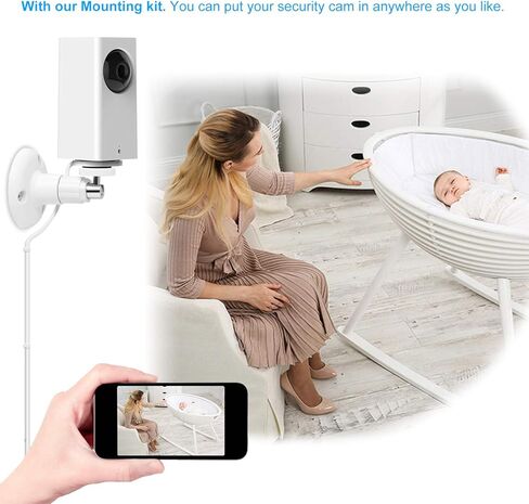 حامل على الحائط مع كابل شحن بطول 26 قدمًا متوافق مع Wyze Cam Pan، طقم التثبيت بما في ذلك سلك الشحن المتوافق مع Wyze Cam Pan، حامل أمان داخلي وخارجي in Kuwait