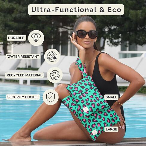 Wristlet Bag, Convenient Buckle Loop Strap, Ample Storage, Eco Fabric, Everyday Travel Vacation Accessory in Kuwait