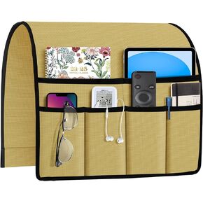 Joywell Remote Holder for Recliner Armchair Caddy Couch Armrest Organizer Non Slip Sofa Arm Chair Caddie with 6 Pocket Storage for Magazine, Tablet, Phone, iPad, Think Linen, White in Saudi Arabia