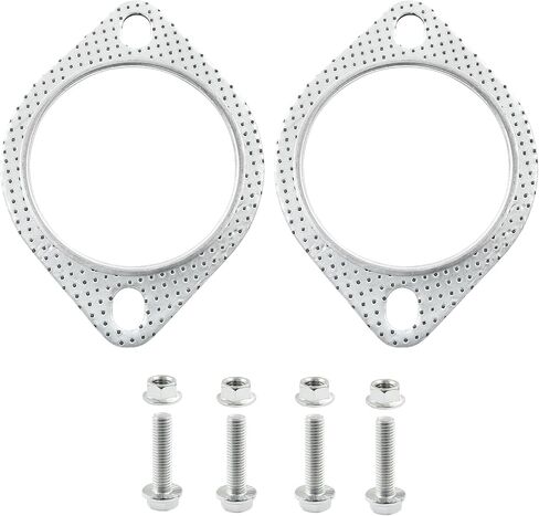 حشية شفة العادم 2pcs مع صواميل عادم 4pcs ، و 3 بوصات 2 بوصة 2-bolt طوقا حشية متعددة العادم ، وملحقات السيارة حشية المحول الحفاز مع البراغي استبدال ، والمواد درجة الحرارة العالية in Kuwait