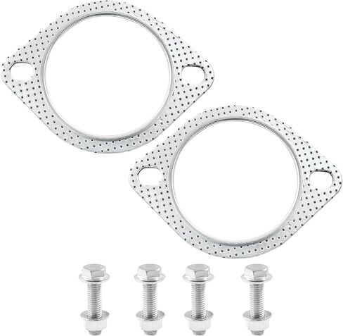 حشية شفة العادم 2pcs مع صواميل عادم 4pcs ، و 3 بوصات 2 بوصة 2-bolt طوقا حشية متعددة العادم ، وملحقات السيارة حشية المحول الحفاز مع البراغي استبدال ، والمواد درجة الحرارة العالية in Kuwait