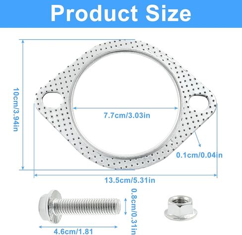 حشية شفة العادم 2pcs مع صواميل عادم 4pcs ، و 3 بوصات 2 بوصة 2-bolt طوقا حشية متعددة العادم ، وملحقات السيارة حشية المحول الحفاز مع البراغي استبدال ، والمواد درجة الحرارة العالية in Kuwait