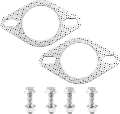 حشية شفة العادم 2pcs مع صواميل عادم 4pcs ، و 3 بوصات 2 بوصة 2-bolt طوقا حشية متعددة العادم ، وملحقات السيارة حشية المحول الحفاز مع البراغي استبدال ، والمواد درجة الحرارة العالية in Kuwait