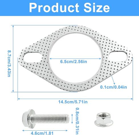 حشية شفة العادم 2pcs مع صواميل عادم 4pcs ، و 3 بوصات 2 بوصة 2-bolt طوقا حشية متعددة العادم ، وملحقات السيارة حشية المحول الحفاز مع البراغي استبدال ، والمواد درجة الحرارة العالية in Kuwait