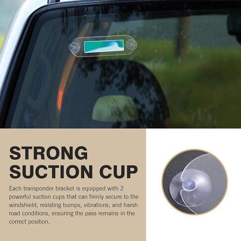 2PCS EZ Pass Holder, Toll Transponder Holder with Adhesive and Strong Suction Cups, Car Windshield EZ Pass Mounting Strips, Universal Fits All Major Toll Passes in Saudi Arabia