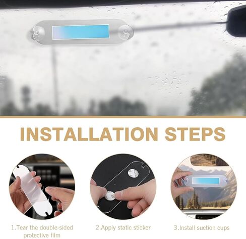 2PCS EZ Pass Holder, Toll Transponder Holder with Adhesive and Strong Suction Cups, Car Windshield EZ Pass Mounting Strips, Universal Fits All Major Toll Passes in Saudi Arabia