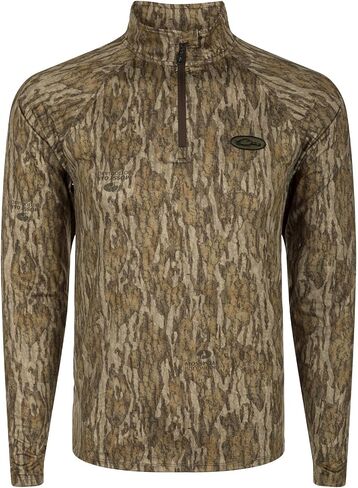 Drake Waterfool Men's Men Quarter Quarter Zip Hunting Date Outdoor UPF 50+ 4-Way تمتد Camo Pulover w/Raglan Sleeves in Kuwait