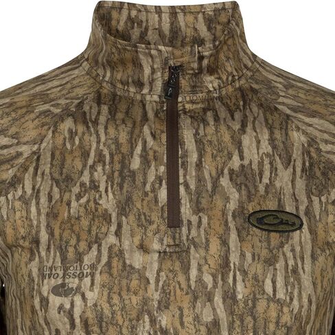 Drake Waterfool Men's Men Quarter Quarter Zip Hunting Date Outdoor UPF 50+ 4-Way تمتد Camo Pulover w/Raglan Sleeves in Kuwait