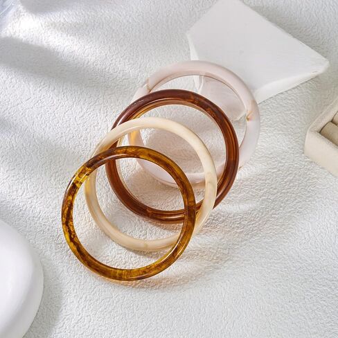 RINHOO 3pcs Acrylic Bangle Colorful Square Resin Bracelet Irregular Punk Geometric Statement Jewelry for Women in Kuwait
