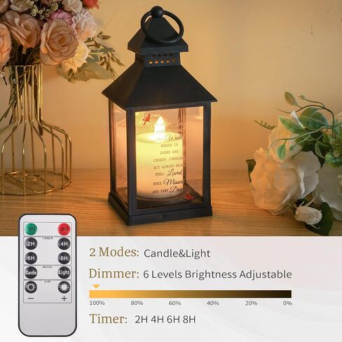 Memorial Lantern with Card - Sympathy Gift for Loss of Loved One/Mom/Dad, Bereavement Gift with Flickering Flame, Memorial Lamp for Funeral Remembrance or Celebration of Life (Black) in Kuwait