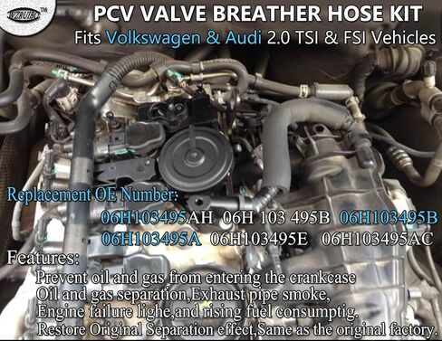PCV Vent Valve Engine Crankcase,Oil Separator Compatible with Volkswagen Golf VW Audi A3 A4 Jetta Passat Bettle GTI (06k103495PCV) in Kuwait
