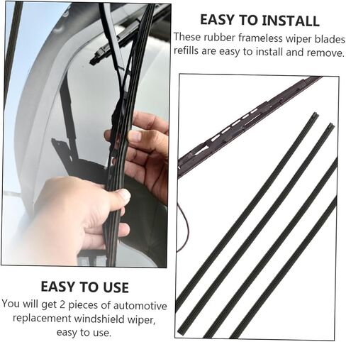 PRETYZOOM 2pcs Premium Windshield Wiper Blade Strips with Bone for All-Season Sturdy Rubber Construction Compatible with Vehicles in Saudi Arabia