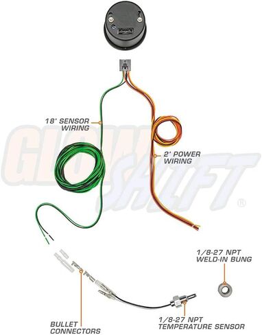 GlowShift Black 7 Color 250 F اطار مقياس درجة الحرارة التفاضلية الخلفية - تشمل مستشعرًا إلكترونيًا - الاتصال الأسود - عدسة صافية - للسيارة والشاحنة - 2-1/16 "52 مم in Kuwait