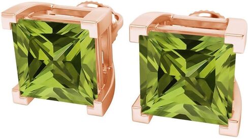 Pretty Jewels 14k Gold 3 Carat (ctw) 6.5MM Princess Cut Lab Created Gemstones Birthstone Solitaire Stud Earrings for Women Screwback Earrings Gift For Her Wedding Birthday in Kuwait