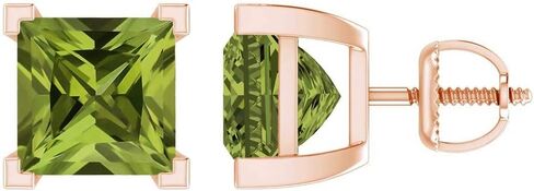 Pretty Jewels 14k Gold 3 Carat (ctw) 6.5MM Princess Cut Lab Created Gemstones Birthstone Solitaire Stud Earrings for Women Screwback Earrings Gift For Her Wedding Birthday in Kuwait