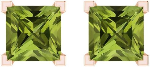 Pretty Jewels 14k Gold 3 Carat (ctw) 6.5MM Princess Cut Lab Created Gemstones Birthstone Solitaire Stud Earrings for Women Screwback Earrings Gift For Her Wedding Birthday in Kuwait