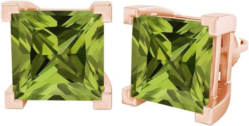 Pretty Jewels 14k Gold 3 Carat (ctw) 6.5MM Princess Cut Lab Created Gemstones Birthstone Solitaire Stud Earrings for Women Screwback Earrings Gift For Her Wedding Birthday in Kuwait