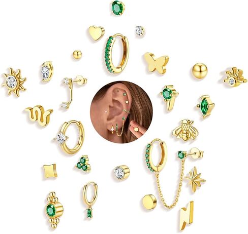 MILACOLATO Flat Back Earrings for Women Hypoallergenic Surgical Steel Earrings for Sensitive Ears Flatback Stud Earrings Screw Back Cartilage Earring Sets for Multiple Piercing 25Pcs in Saudi Arabia