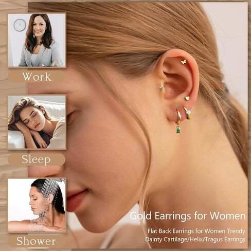 MILACOLATO Flat Back Earrings for Women Hypoallergenic Surgical Steel Earrings for Sensitive Ears Flatback Stud Earrings Screw Back Cartilage Earring Sets for Multiple Piercing 25Pcs in Saudi Arabia