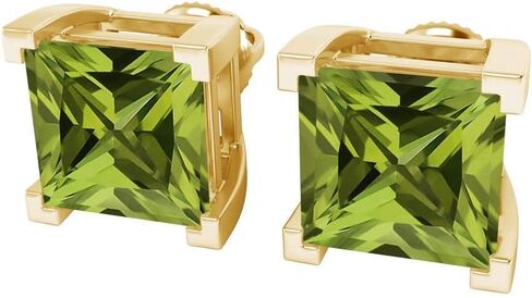 Pretty Jewels 14k Gold 3 Carat (ctw) 6.5MM Princess Cut Lab Created Gemstones Birthstone Solitaire Stud Earrings for Women Screwback Earrings Gift For Her Wedding Birthday in Kuwait