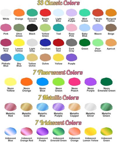Airbrush Paint - 42 Colors with 4.05 Fl Oz Thinner, Iridescent, Neon and Metallic Air Brush Paints Acrylic Ready to Spray, Water-Based Painting Set for Artists Beginners in Kuwait