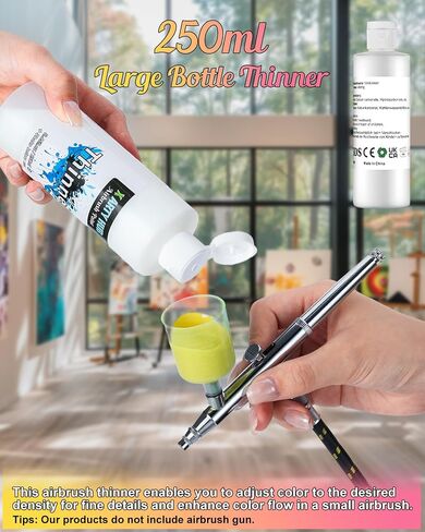 Airbrush Paint - 42 Colors with 4.05 Fl Oz Thinner, Iridescent, Neon and Metallic Air Brush Paints Acrylic Ready to Spray, Water-Based Painting Set for Artists Beginners in Kuwait