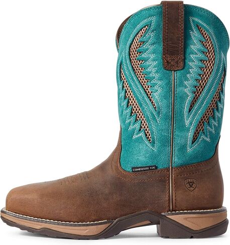 حذاء Ariat للسيدات Anthem VentTEK Western Boot بلون الشوكولاتة/فيروزي، مقاس 8 عرض in Saudi Arabia
