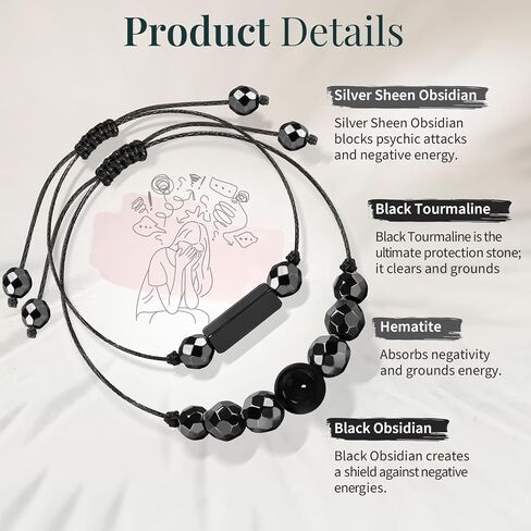 Crystal Healing Bracelets Gifts for Women: Spiritual Natural Stone Empath Protection Bracelets Christmas Birthday Graduation Gifts for Friends Sister Bestie Mom Daughter in Kuwait