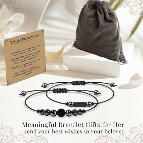 Crystal Healing Bracelets Gifts for Women: Spiritual Natural Stone Empath Protection Bracelets Christmas Birthday Graduation Gifts for Friends Sister Bestie Mom Daughter in Kuwait