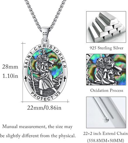 MEDWISE Crucifix Necklace Men 925 Sterling Silver Jesus Cross Necklace Crucifix Cross Pendant with 22"+2" Stainless Steel Chain Amulet Necklace Jewelry Gifts for Men Women in Saudi Arabia