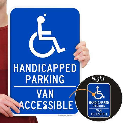 لافتة SmartSign مقاس 18 × 12 بوصة "مواقف سيارات للمعاقين - سيارة يمكن الوصول إليها"، 63 مل من الألومنيوم، مادة عاكسة من الدرجة الهندسية مغلفة 3M، أزرق وأبيض in Saudi Arabia