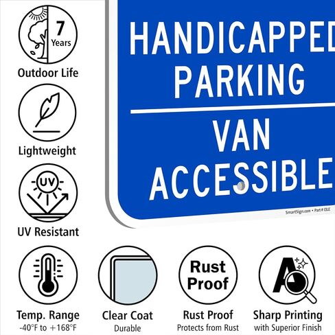 لافتة SmartSign مقاس 18 × 12 بوصة "مواقف سيارات للمعاقين - سيارة يمكن الوصول إليها"، 63 مل من الألومنيوم، مادة عاكسة من الدرجة الهندسية مغلفة 3M، أزرق وأبيض in Saudi Arabia