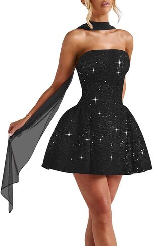 Teens Satin Short Homecoming Dresses with Scarf Halter Strapless Cocktail Party Dress VS197 in Saudi Arabia
