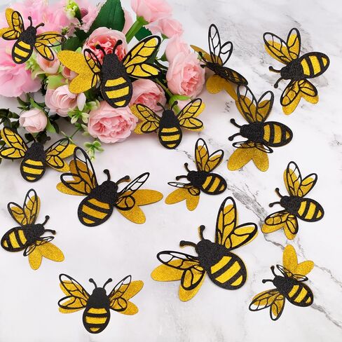 24 PCS ثلاثية الأبعاد ملصقات جدار النحل - 2 حجم ديكور عسل نحل العسل ، وملصقات حائط صغيرة النحل ، وملصقات النحل ثلاثية الأبعاد قابلة للإزالة للمنزل ، والحفلات ، والحرف ، والزخارف ، والكمب والحضانة in Saudi Arabia
