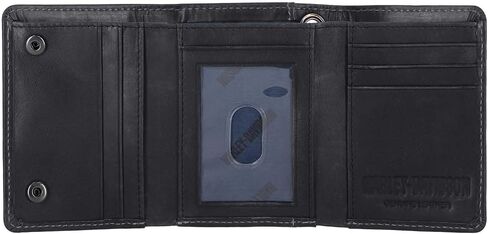 Harley-Davidson Men's Willie G Skull Snap Tri-Fold Leather Wallet, Black in Saudi Arabia