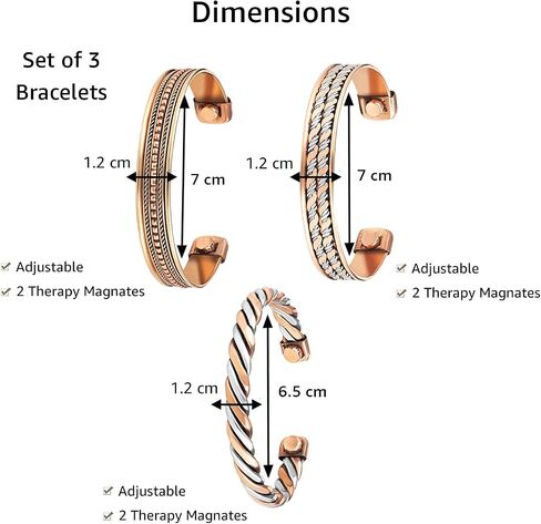 Aheli Indian Three Metal Copper Brass Peace Healing Chakra Yoga Meditation Mantra Jewelry Adjustable Cuff Bracelet Gift for Women and Men in Saudi Arabia