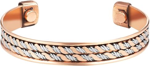 Aheli Indian Three Metal Copper Brass Peace Healing Chakra Yoga Meditation Mantra Jewelry Adjustable Cuff Bracelet Gift for Women and Men in Saudi Arabia