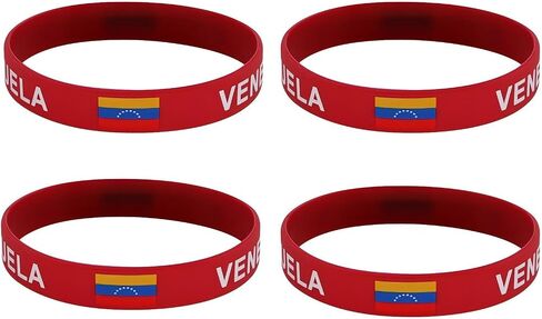 4pcs Venezuela Flag Silicone Bracelet, Outdoor Sports Wristbands, Fans Cheering Elastic Wristbands, Athletes Fans Outdoor Casual Accessories in Saudi Arabia
