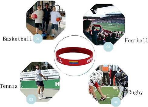 4pcs Venezuela Flag Silicone Bracelet, Outdoor Sports Wristbands, Fans Cheering Elastic Wristbands, Athletes Fans Outdoor Casual Accessories in Saudi Arabia