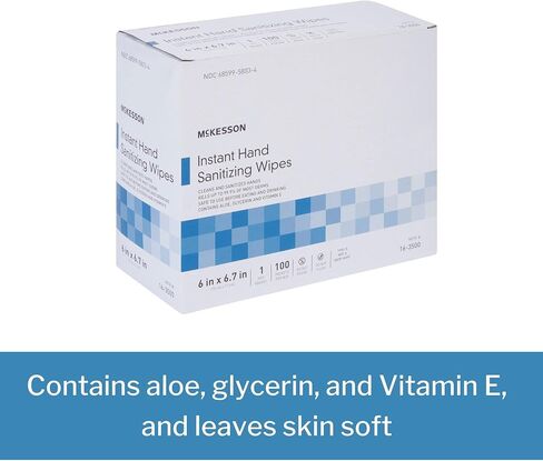مناديل McKesson Hand Traniting [100 Count] مناديل الكحول مع الألوة وفيتامين E ، والسفر ، ملفوف بشكل فردي in Saudi Arabia