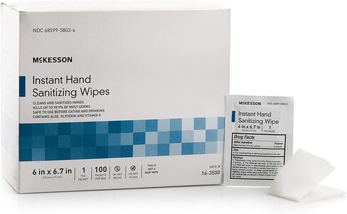 مناديل McKesson Hand Traniting [100 Count] مناديل الكحول مع الألوة وفيتامين E ، والسفر ، ملفوف بشكل فردي in Saudi Arabia