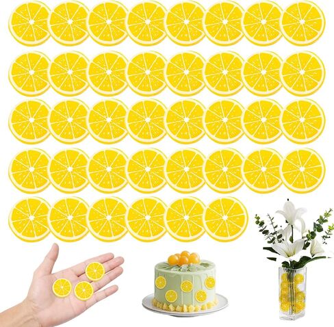 40PCS Realistic Artificial Lemon Slices - Mini Lemons Decor for Cake Toppers, Lemon Themed Weddings, Party Centerpieces, DIY Vase Fillers & Tabletop Displays - Vibrant Yellow Resin Home Decor Accents in Saudi Arabia