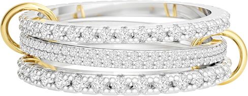 حلقات فضية قابلة للتكديس للنساء غير المشوهة-بيان معادن مختلطة حلقات مركبة متعددة الحلقة مجموعة Zirconia مكعبات نطاقات متصلة ثنائية النطاقات متراخ in Kuwait