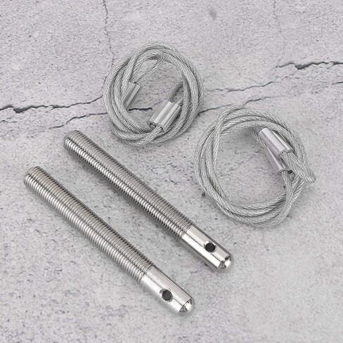 Engine Hood Pin, Plate Bonnet Lock Clip Kit, Engine Compartment with Lanyard, Carbon Steel Panel, 4in Base Threaded Pin, 24in Cable, for Carbon Fiberglass Cover in Saudi Arabia