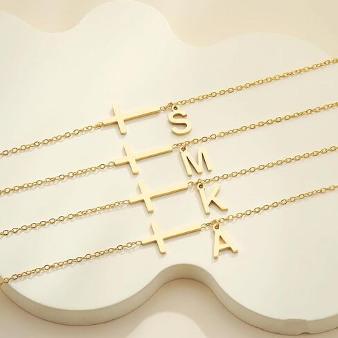 Initial Braclets for Girls Women - Teen Girls Gifts Trendy Stuff 18K Gold Plated Cross Initial Letter Bracelets Dainty A - Z Letter Bracelet Birthday Gifts for Girl Women Age 5-16 in Kuwait