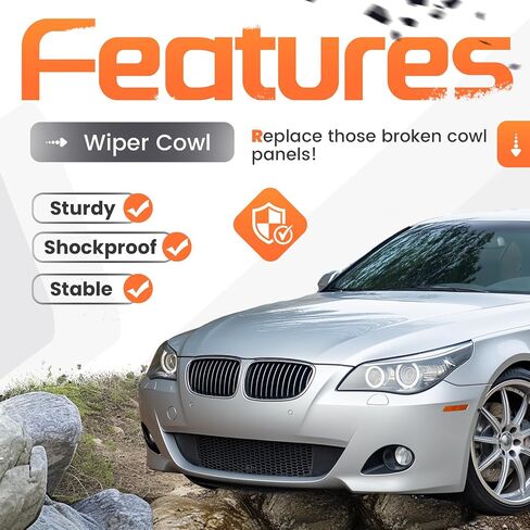 ممسحة الزجاج الأمامي من لوحة القربون مصببة متوافقة مع 2004-2010 BMW 525I/XI 528I/XI 530I/XI 535I/XI 545I 550i M5 استبدال ل 51717027083 غطاء نافذة مدخل الهواء in Saudi Arabia